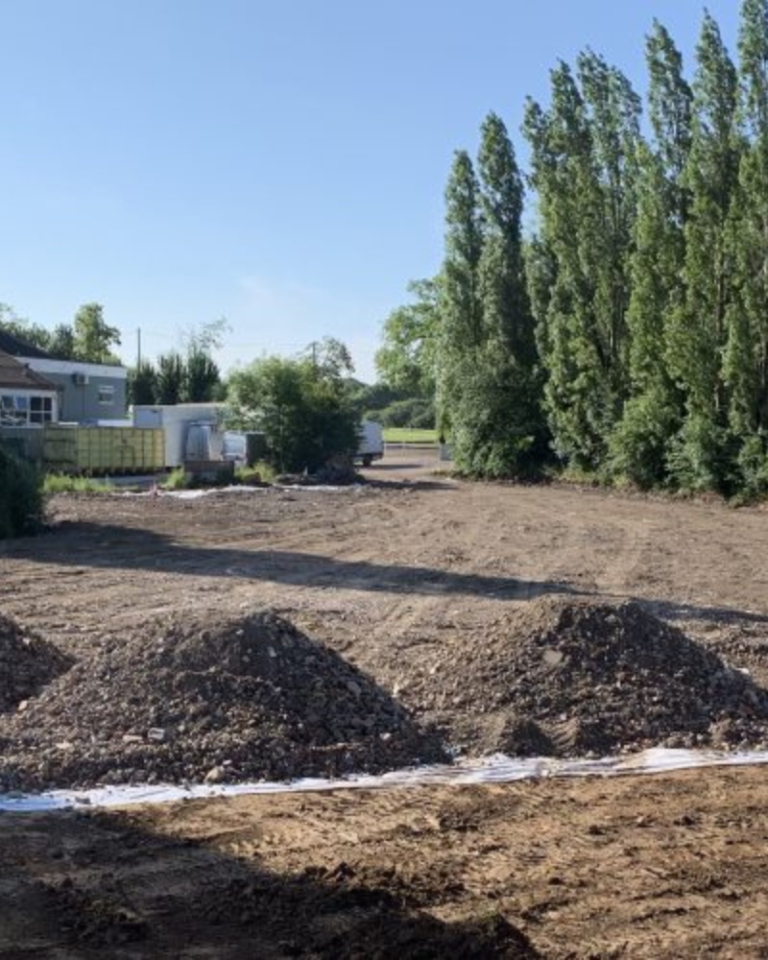 groundwork site with mud piles - groundworks essex