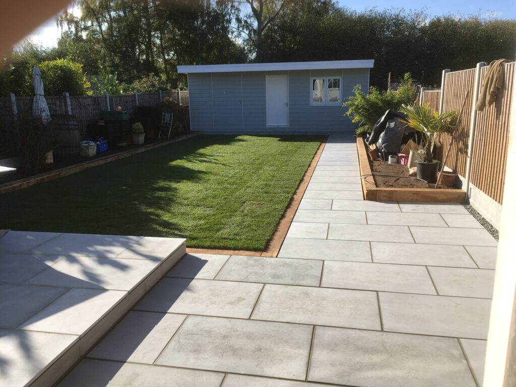 backgarden with new grey patio