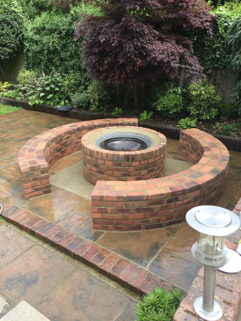 Brick firepit feature