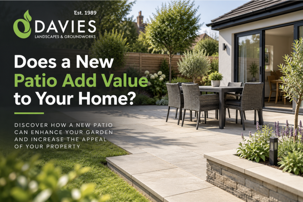 Does a New Patio Add Value to Your Home? - blog thumbnail with logo